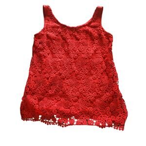 Attention, Womens Size Large, Red Crocheted Tank TOP